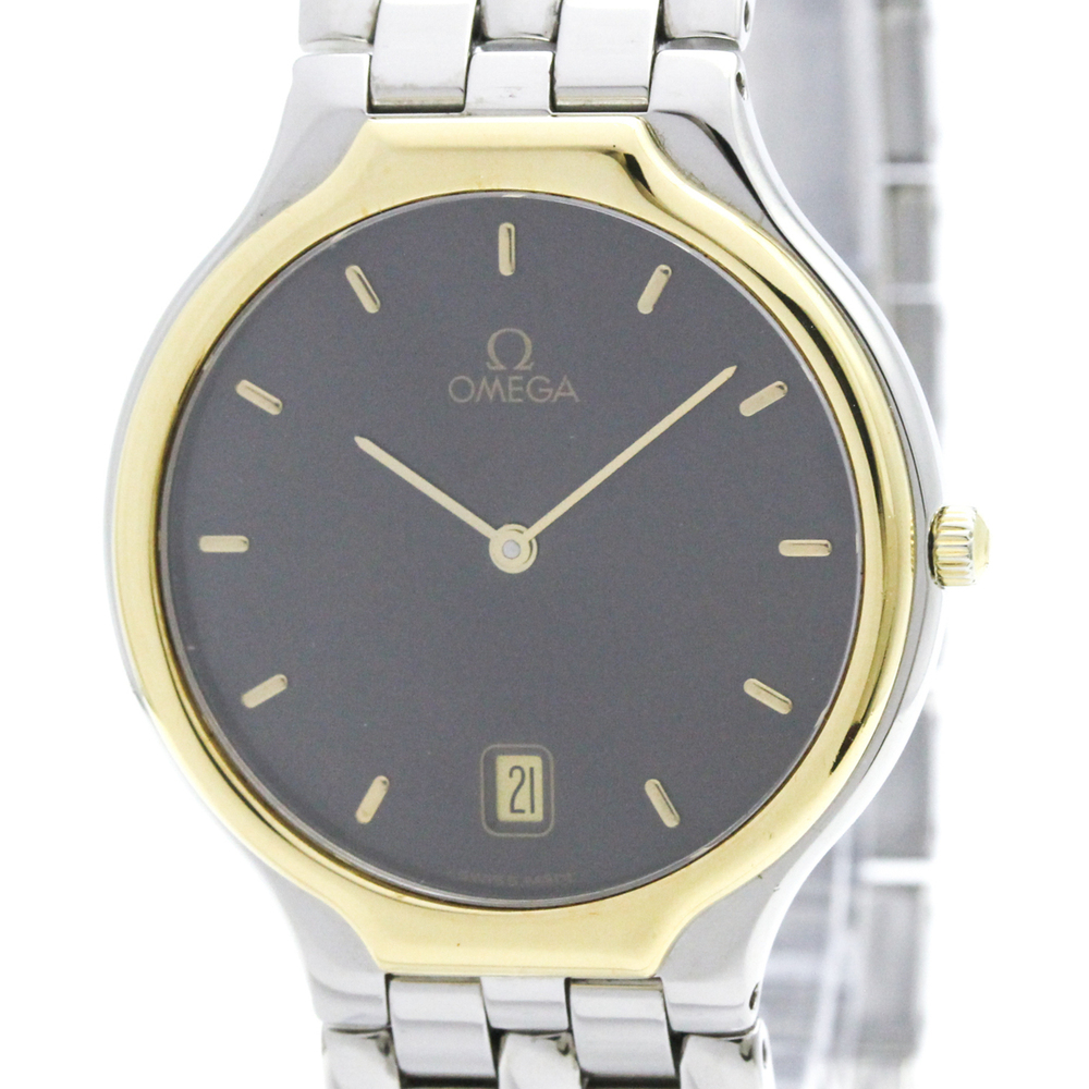 OMEGA De Ville Symbol K18 Gold Steel Quartz Mens Watch 196.0316 Polished